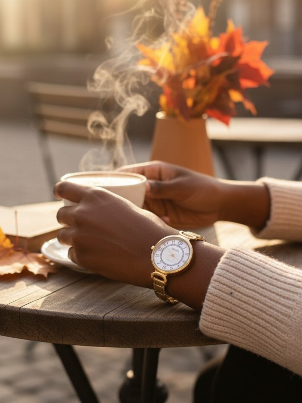 Nollia Women's Gold-Tone Round Dial Quartz Watch